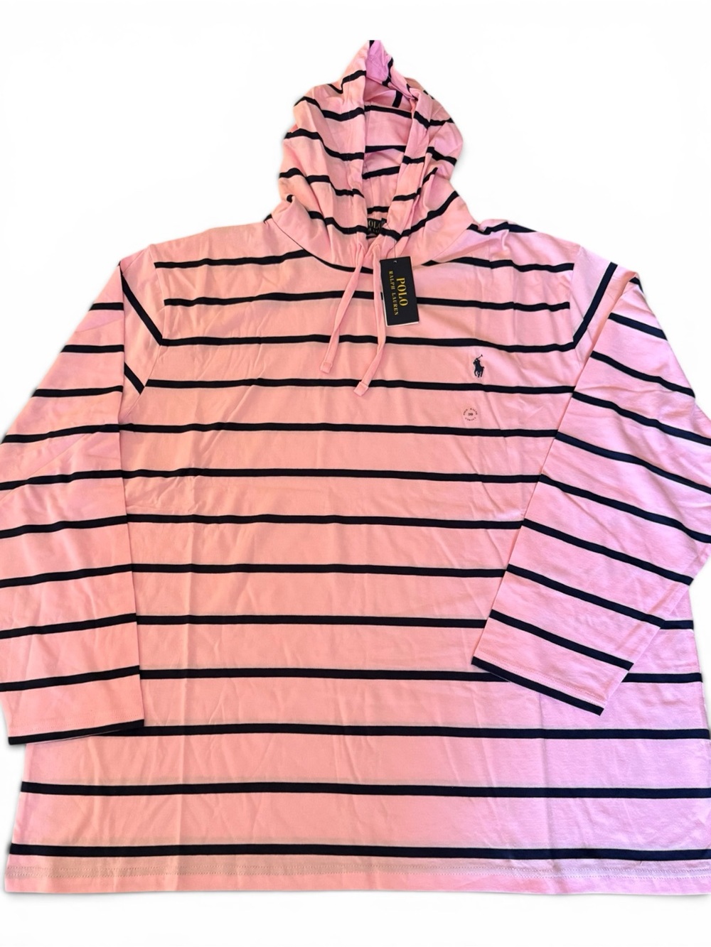 Polo Ralph Lauren Men’s Pink Striped Hooded Tee 2XB Big Tall NWT Cotton